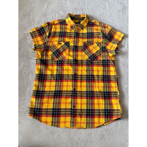 Ninth Hall Flannel Shirt Short Sleeve Plaid Button Up Casual Top Large - Picture 1 of 7